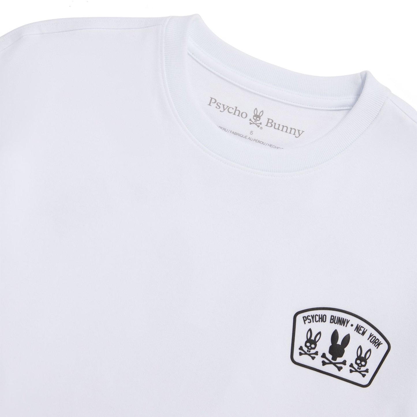 Psycho Bunny Mens Lambert Relaxed Fit Graphic Tee - White