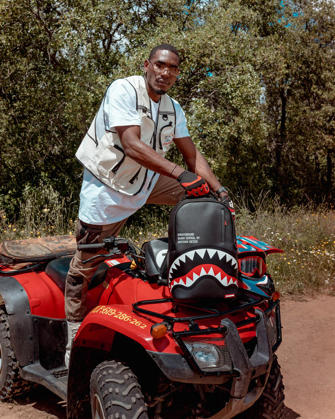 Sprayground Shark Central LAX Backpack - Black/Red