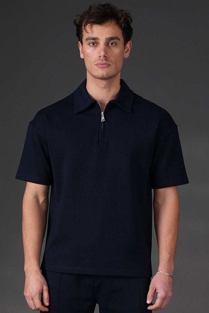 IKAO Solid Quarter Zip Top - Navy