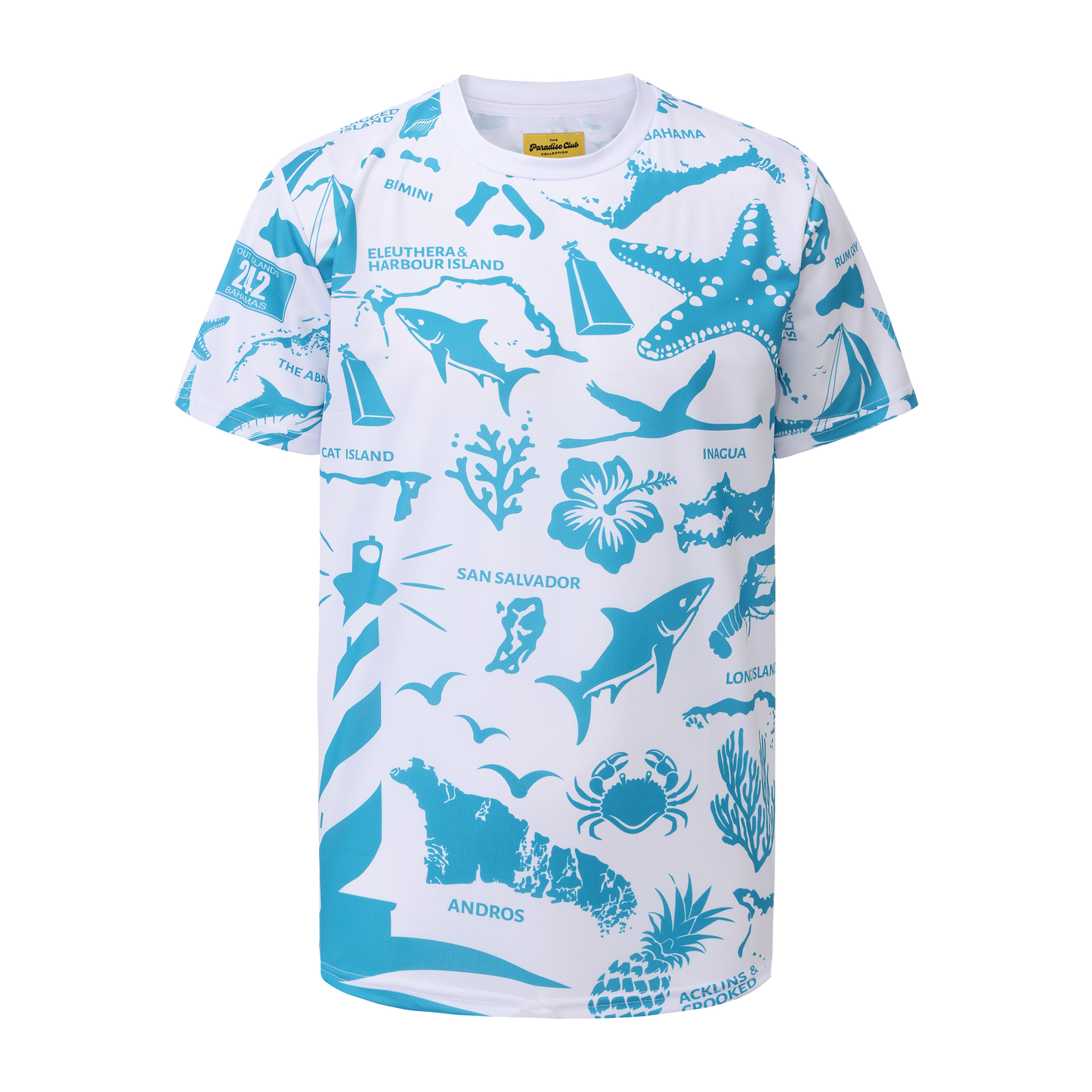 The Paradise Club Crewneck Tee - White/Aqua