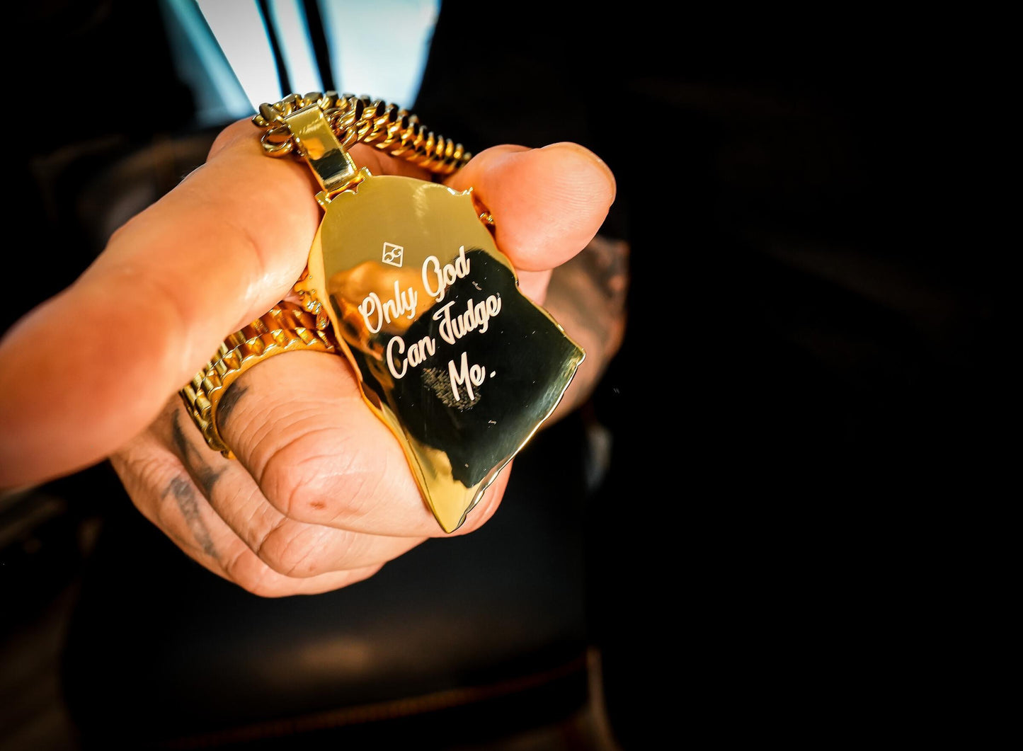 Golden Gilt XL Jesus Cuban Chain - Silver