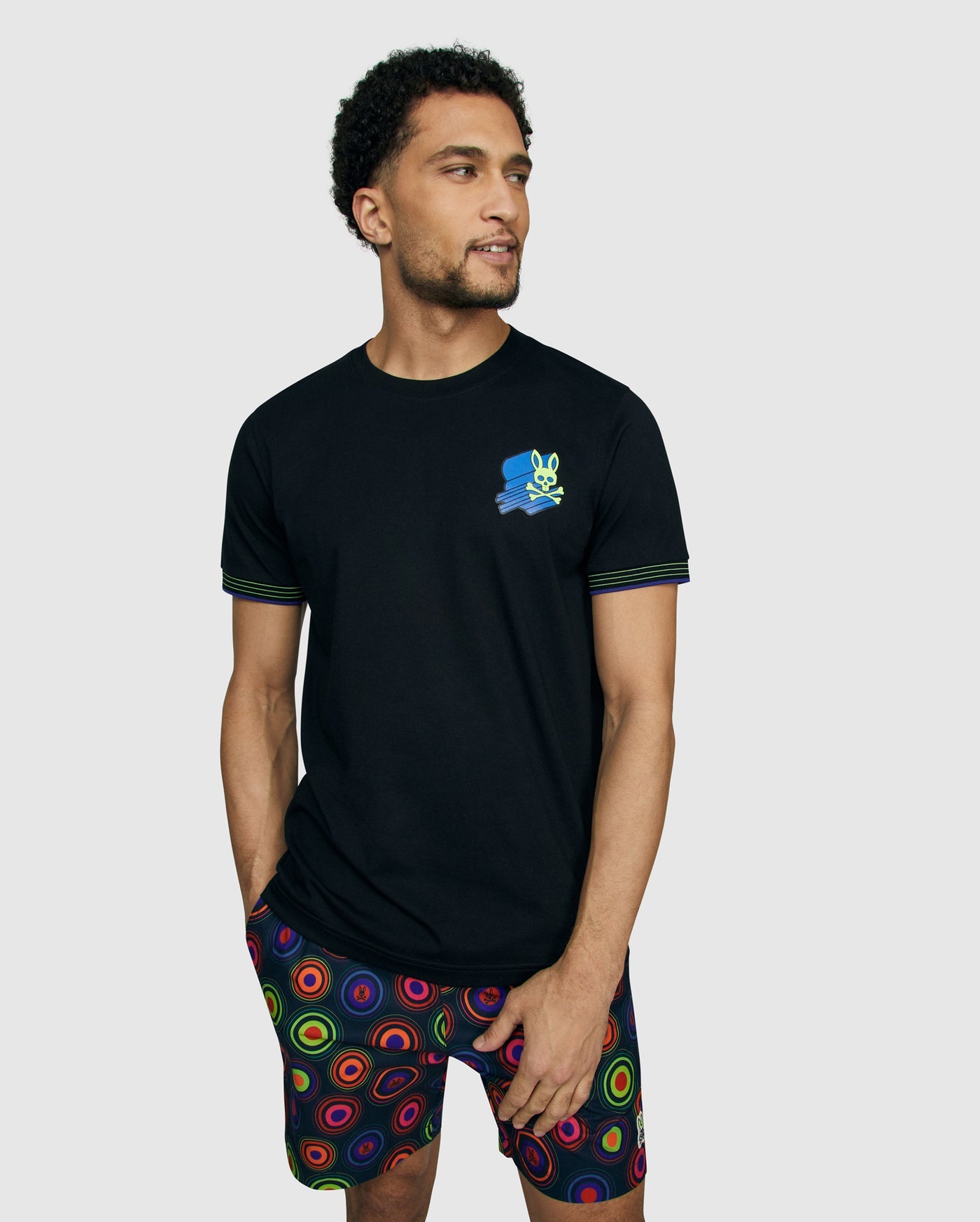 Psycho Bunny Mens Asher Chest Logo Tee - Black