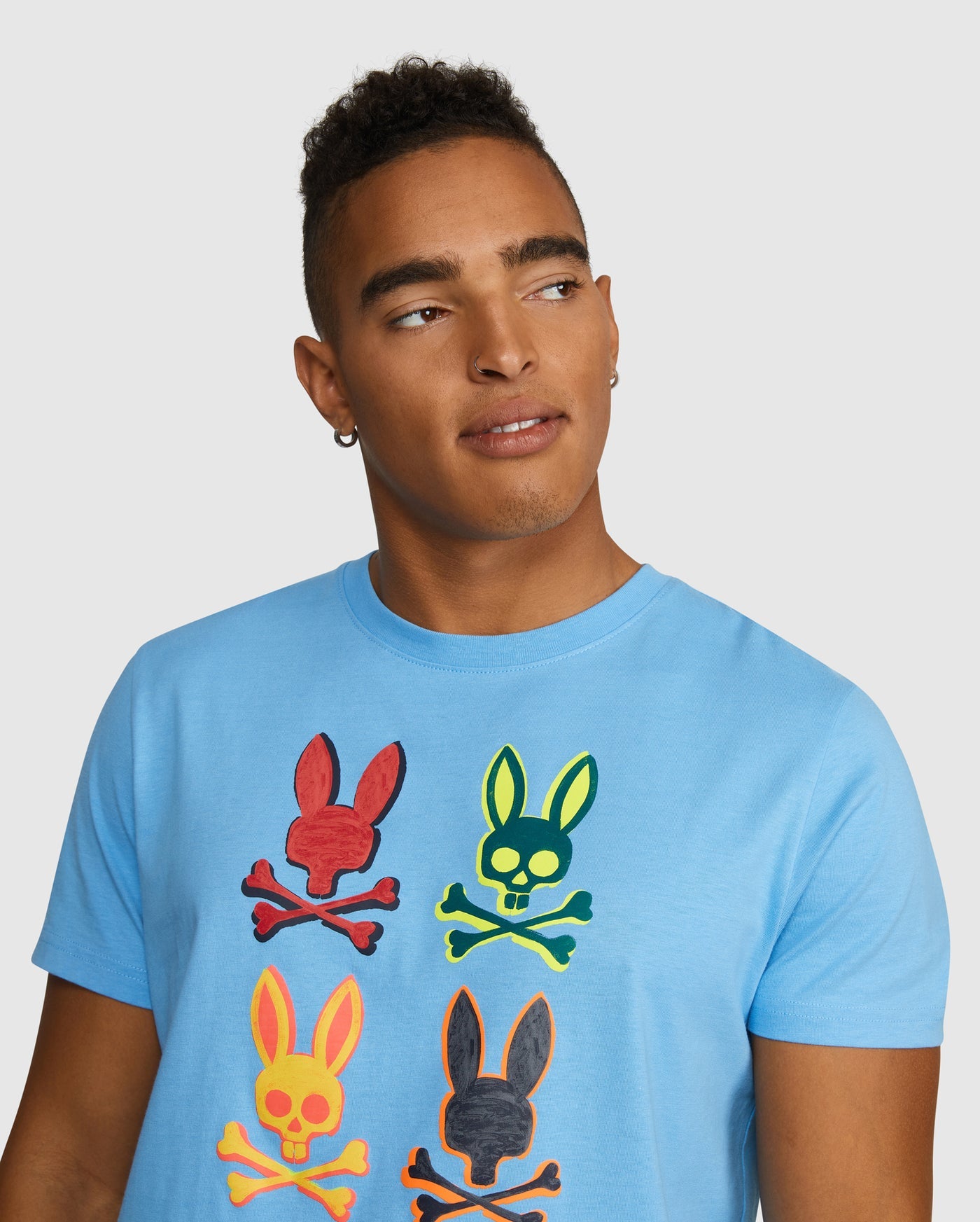 Psycho Bunny Bennett Multi Bunny Graphic Tee in Glacial Blue