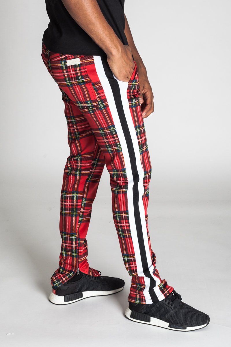 KDNK Striped Scuba Plaid Track Pants