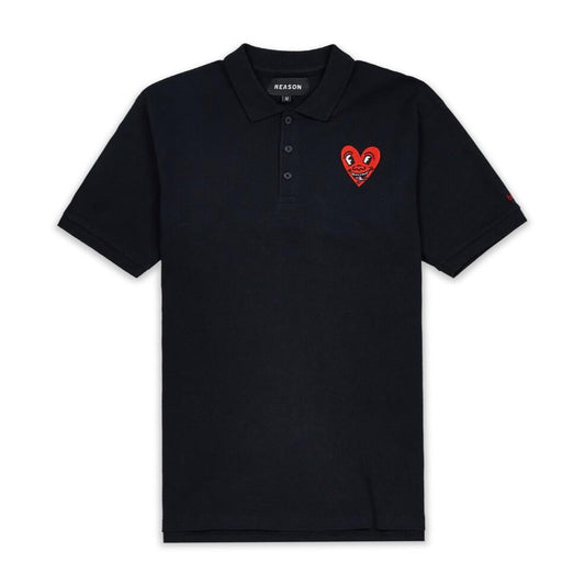 Reason Keith Haring Heart Logo Polo - Black