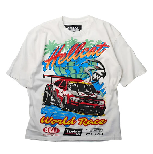 Reason Hellcat Racing Oversized Tee - White