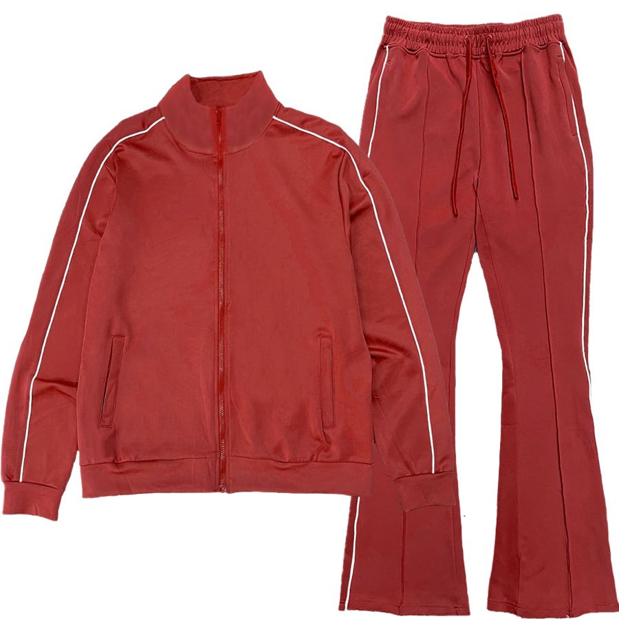 WEIV Stacked Flare Track Suit - Red