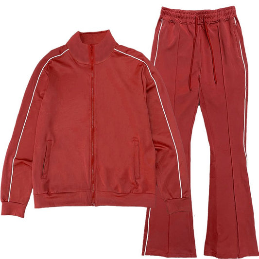 WEIV Stacked Flare Track Suit - Red