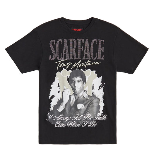 Reason Scarface Truth Rhinestone Tee - Black