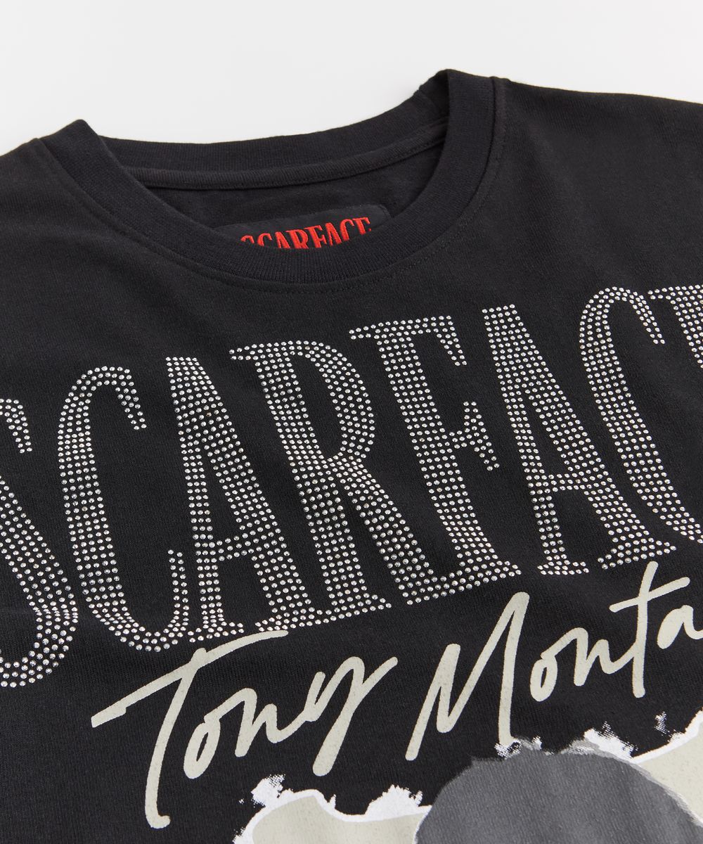 Reason Scarface Truth Rhinestone Tee - Black