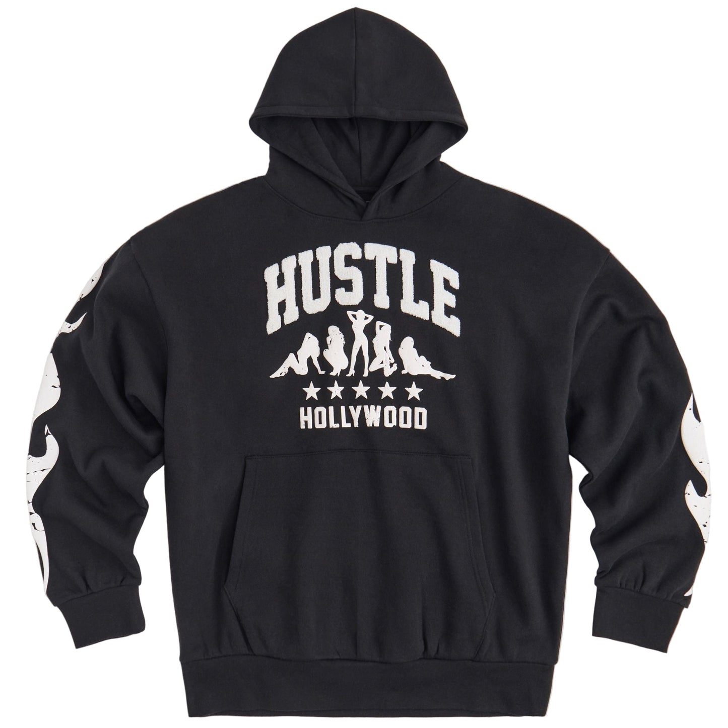 Reason Hustle Hollywood Chenille Patched Hoodie - Black