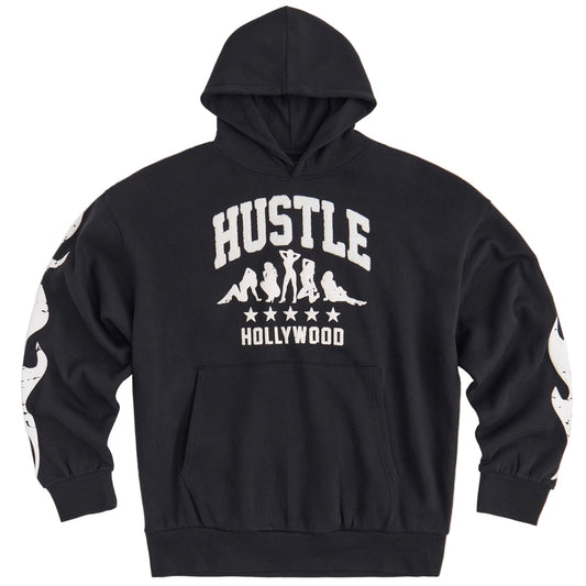 Reason Hustle Hollywood Chenille Patched Hoodie - Black