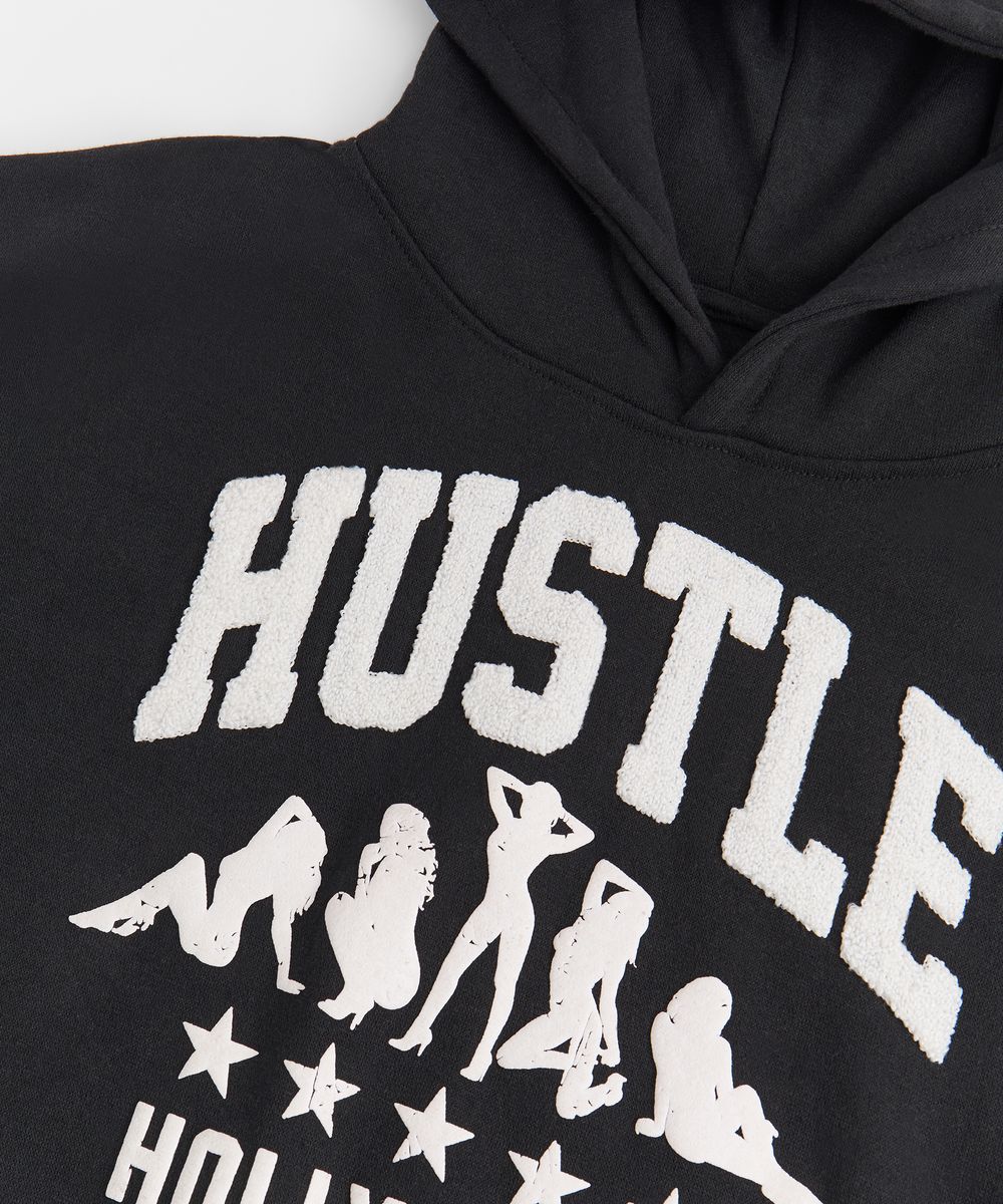 Reason Hustle Hollywood Chenille Patched Hoodie - Black