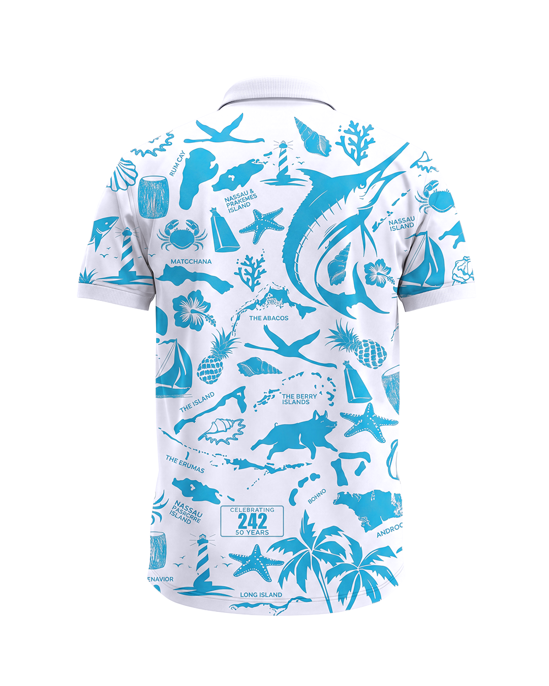 The Paradise Club Unisex Polo - White / Aquamarine