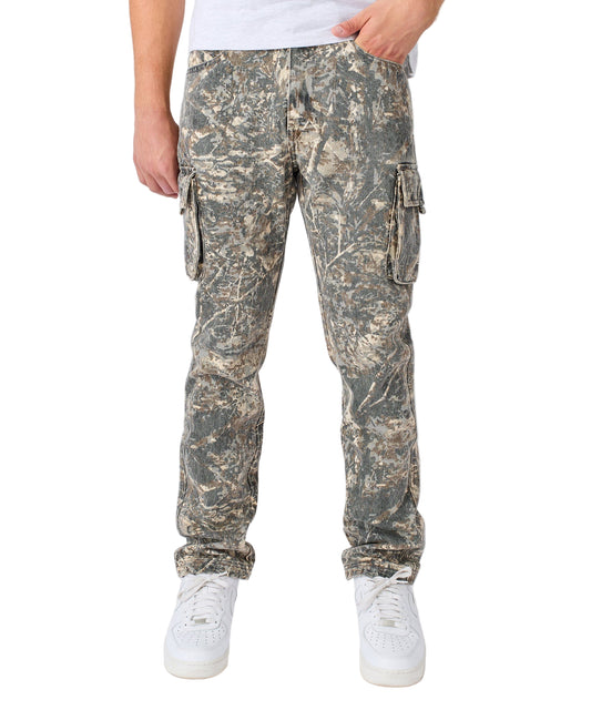 Reason Cargo Pocket Denim Pants - Wood Camo