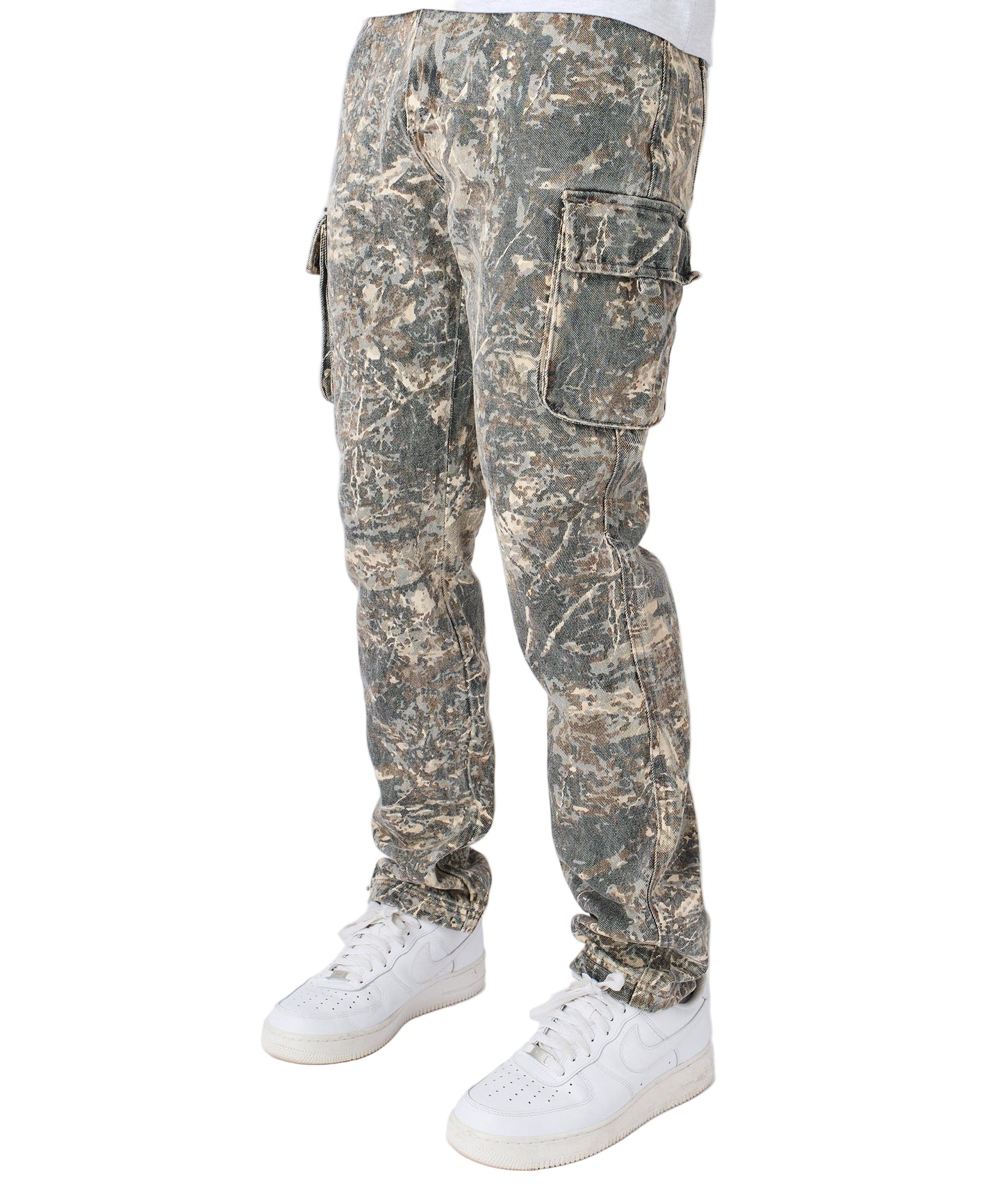 Reason Cargo Pocket Denim Pants - Wood Camo