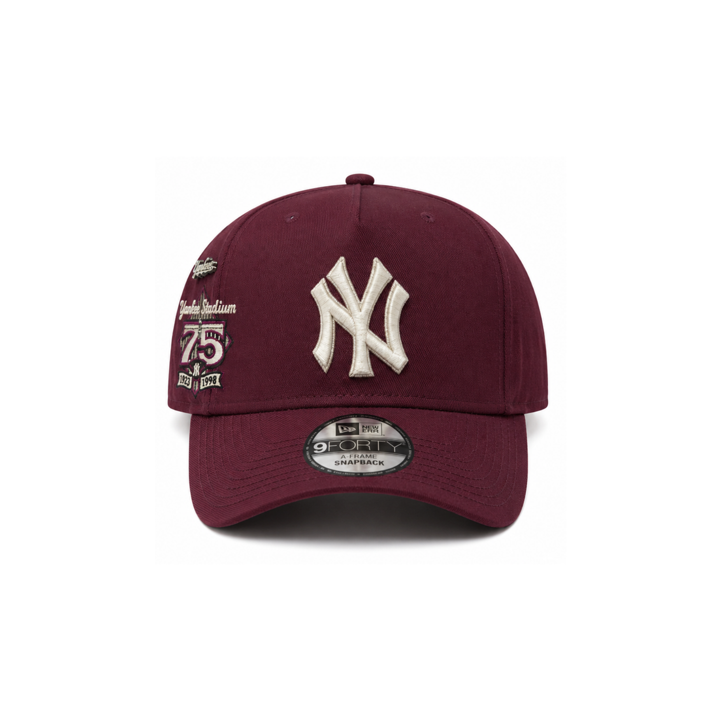 New Era 9Forty NY Yankees Yankee Stadium 75th Anniversary A-Frame Snapback — Dark Maroon