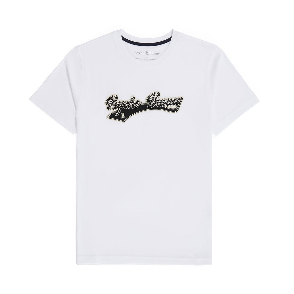 Psycho Bunny Mens Shiloh Twill Embroidered Graphic Tee - White