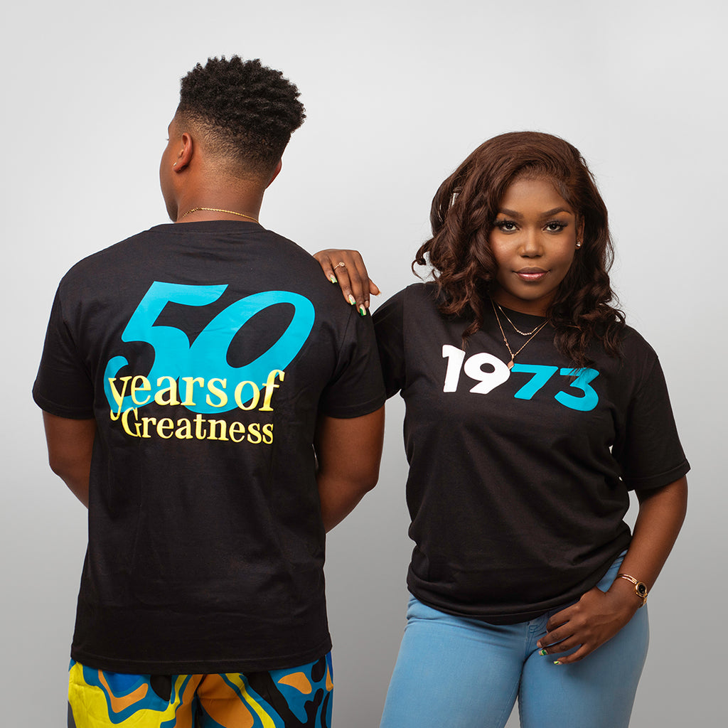 The 1973 Collection Greatness Tee - Black/Aqua