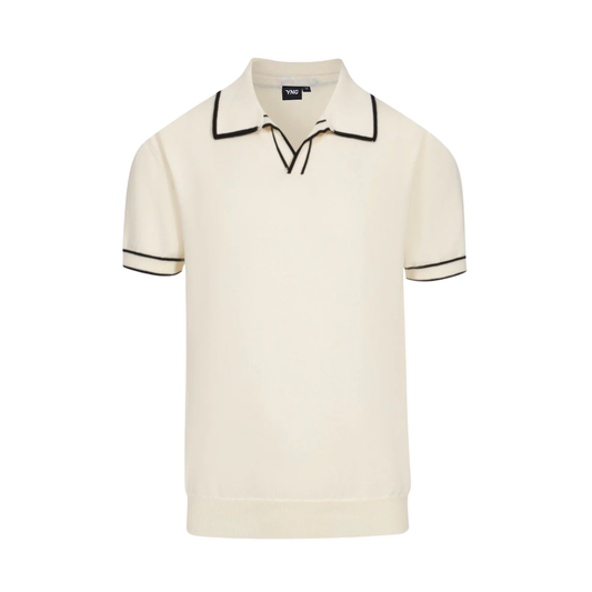 The Premium Salvador Knit Polo - Cream & Black