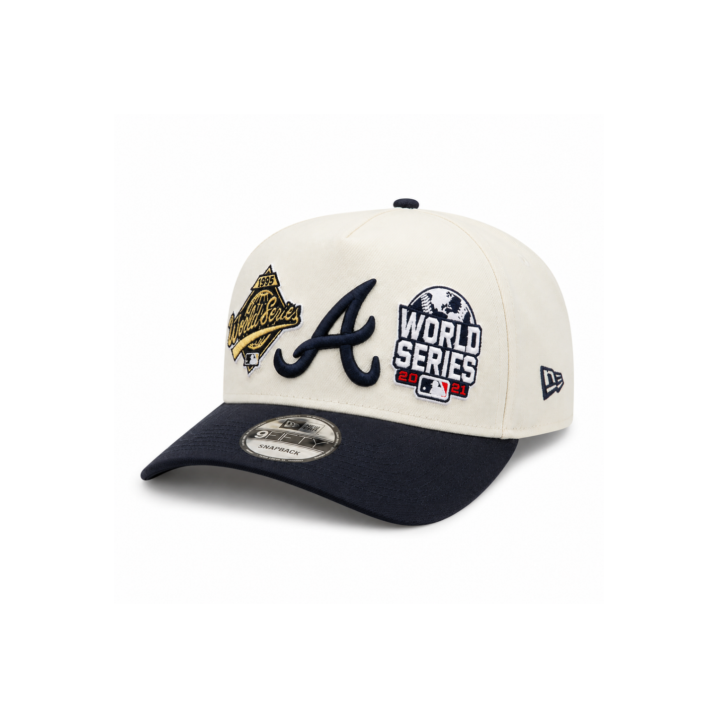 Atlanta Braves World Series Champions 9FIFTY A-Frame Snapback — Chrome/Navy