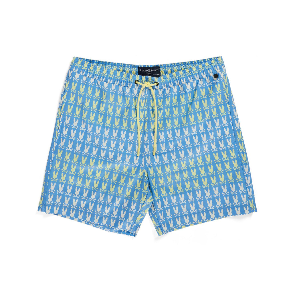 Psycho Bunny Mens Barker All Over Print Swim Shorts - Cool Blue