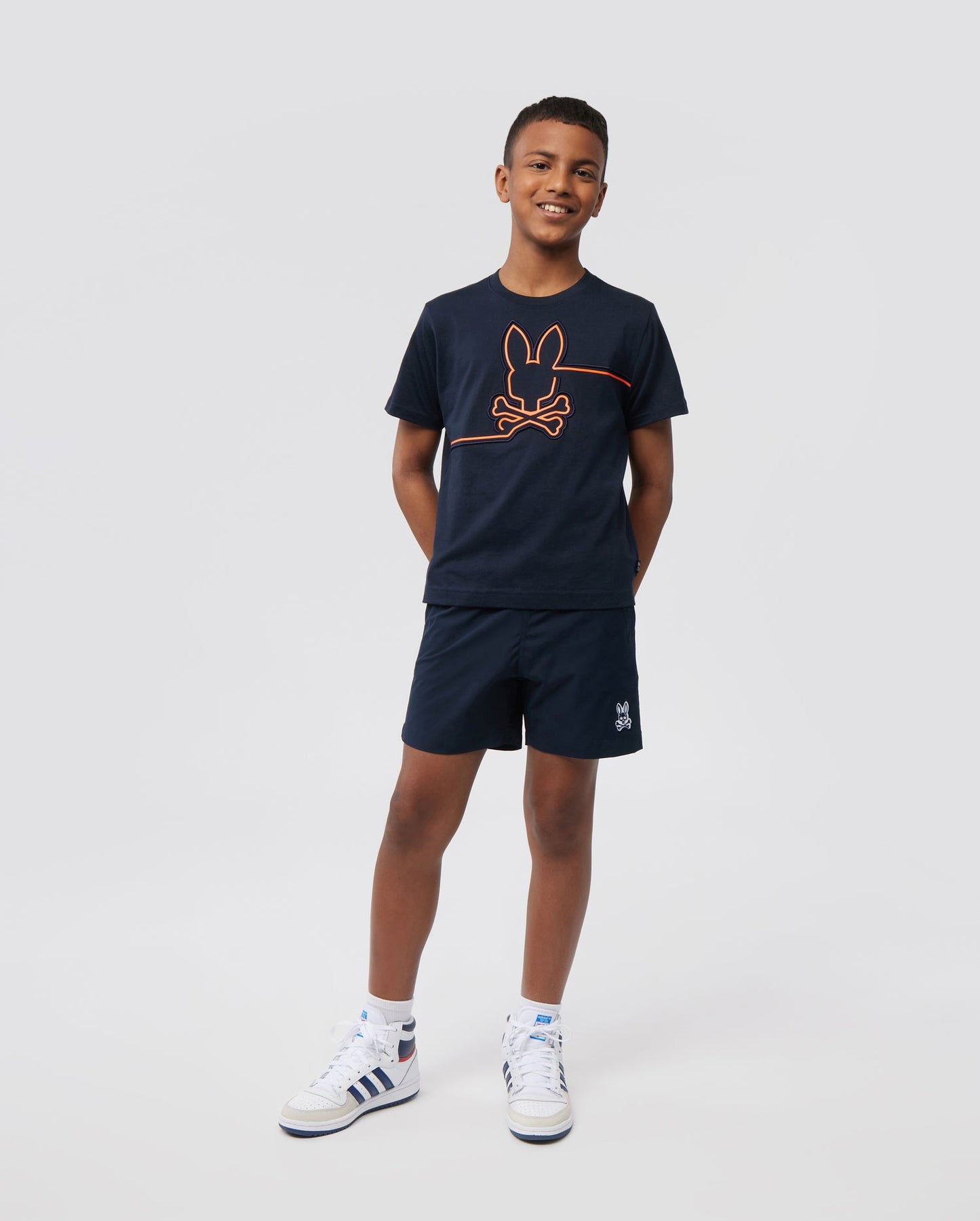 Psycho Bunny Kids Chester Embroidery Graphic Tee - Navy