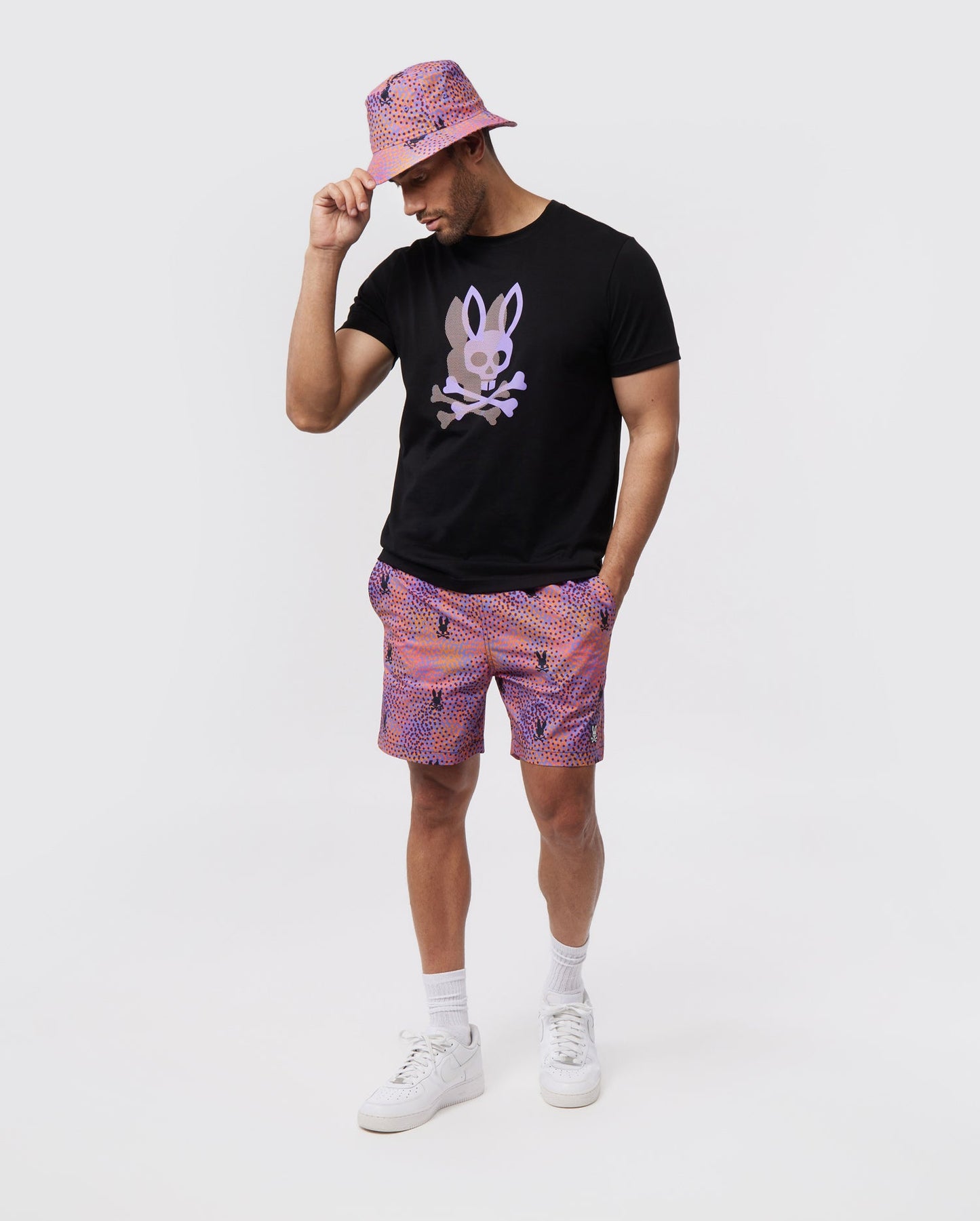 Psycho Bunny Mens Chicago HD Dotted Graphic Tee - Black