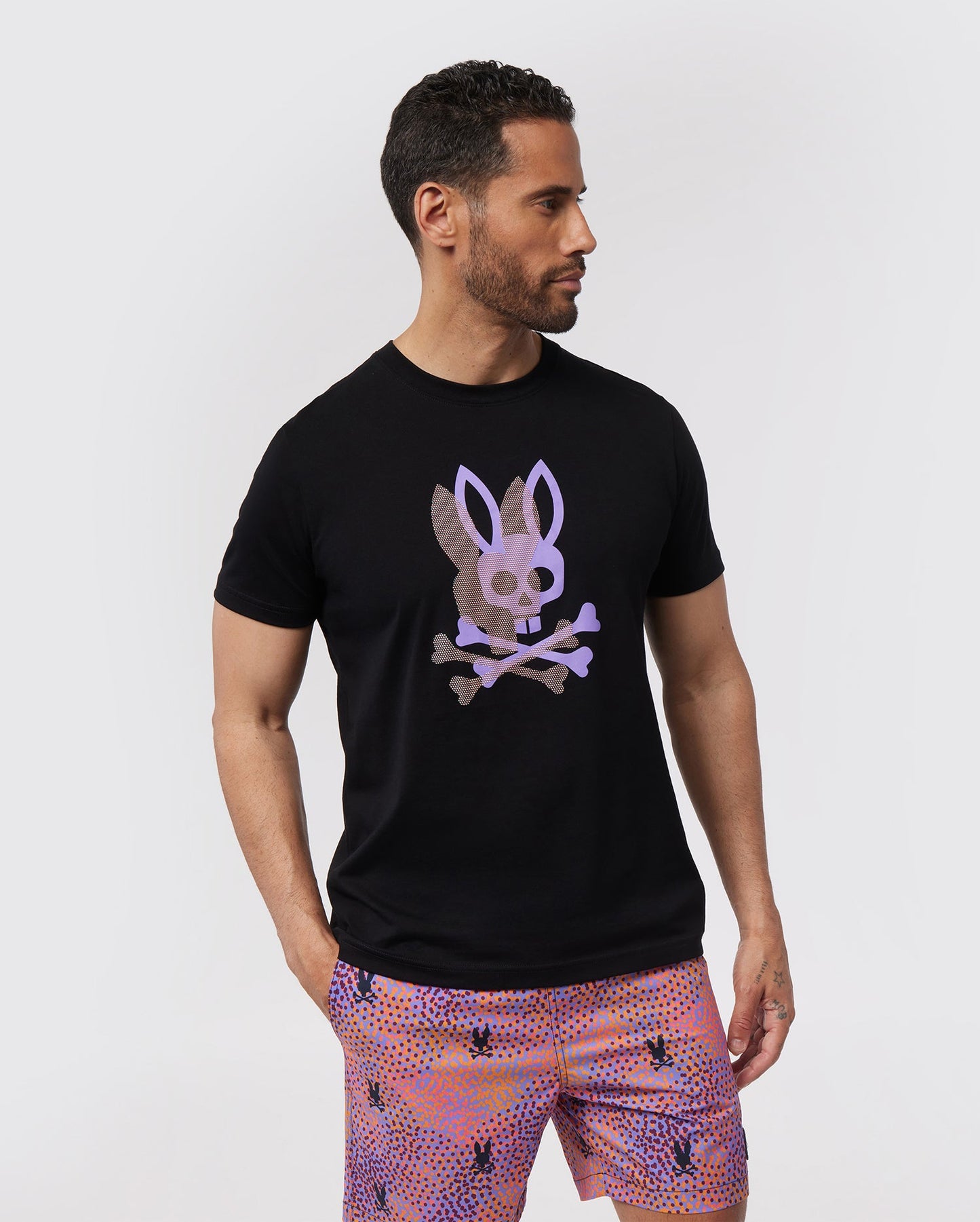 Psycho Bunny Mens Chicago HD Dotted Graphic Tee - Black