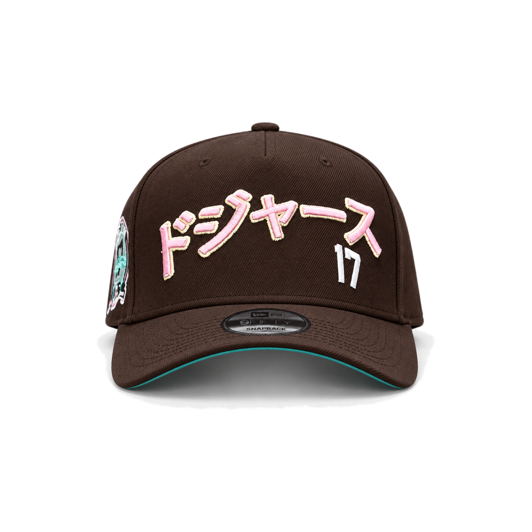 New Era 9FORTY Japanese Script Dodgers Snapback – Brown & Pink
