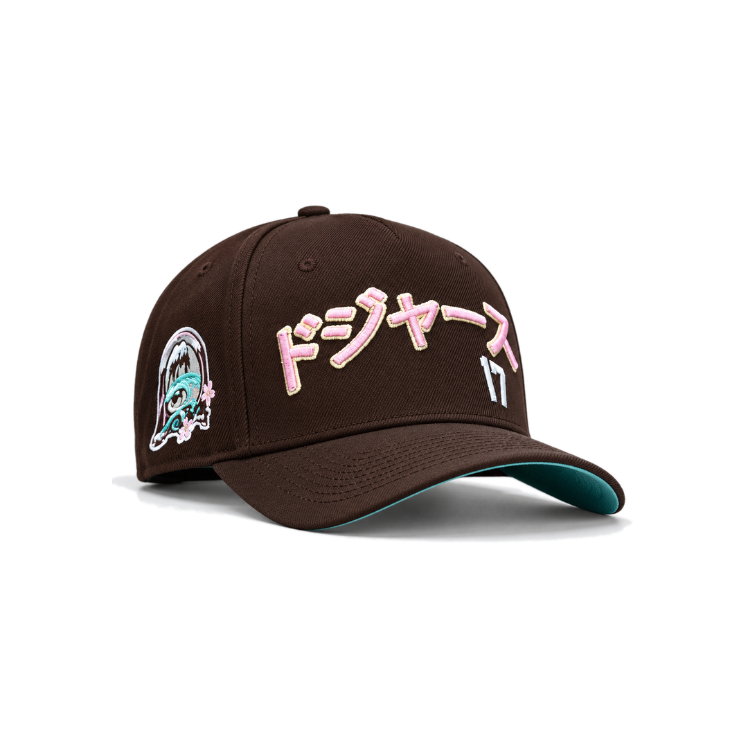 New Era 9FORTY Japanese Script Dodgers Snapback – Brown & Pink