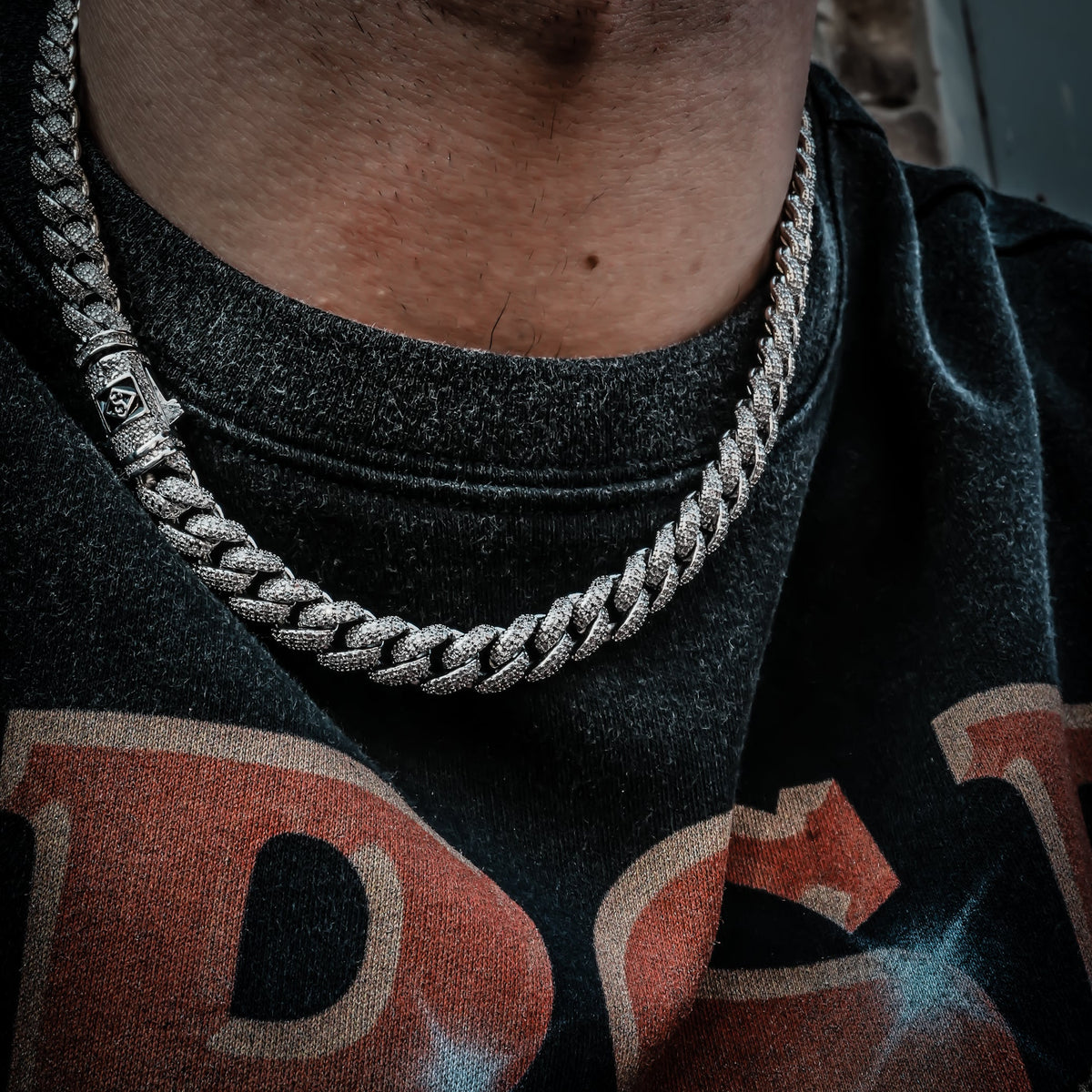 Golden Gilt 10mm Studded Cuban Link - Silver