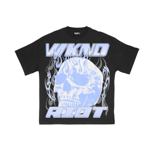 WKND Riot Flame Skull Oversized Tee - Black