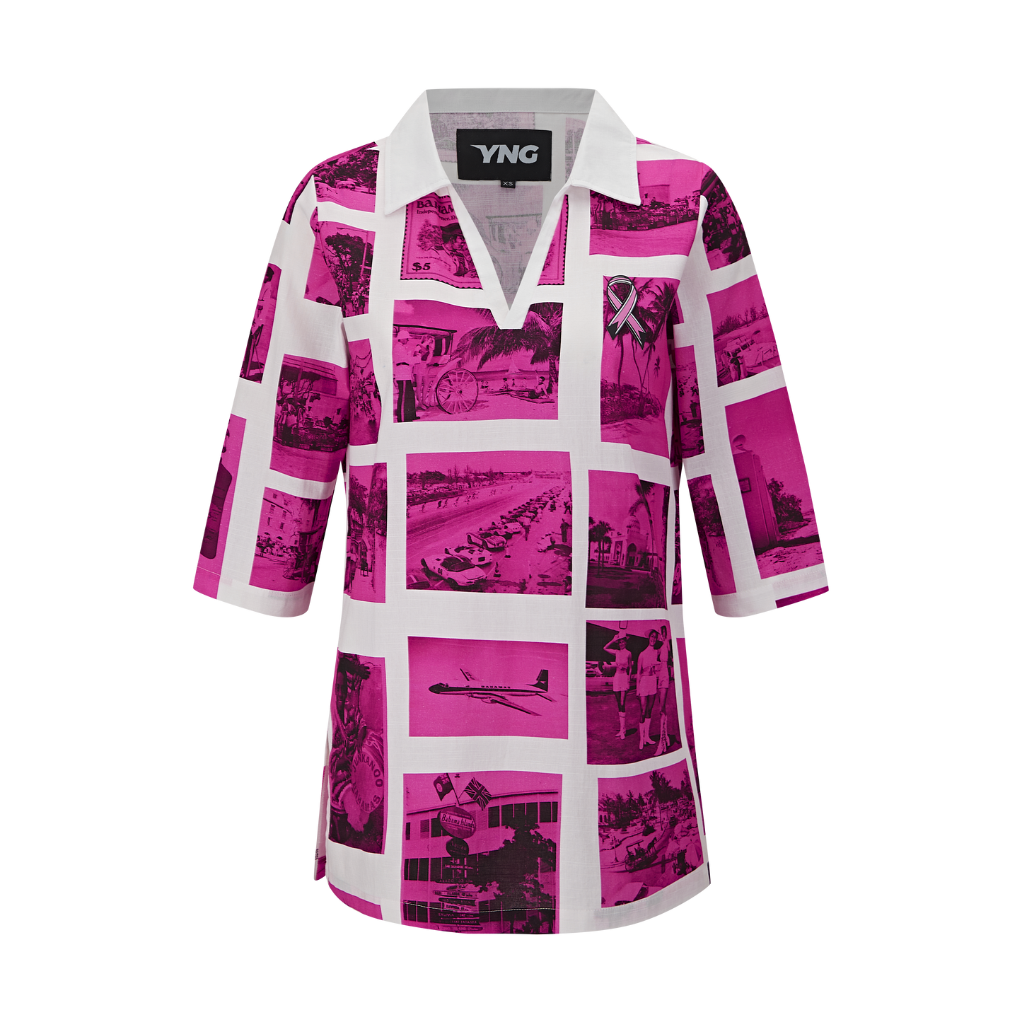 The Coyaba Classic Collared Tunic (Breast Cancer Awareness) - White