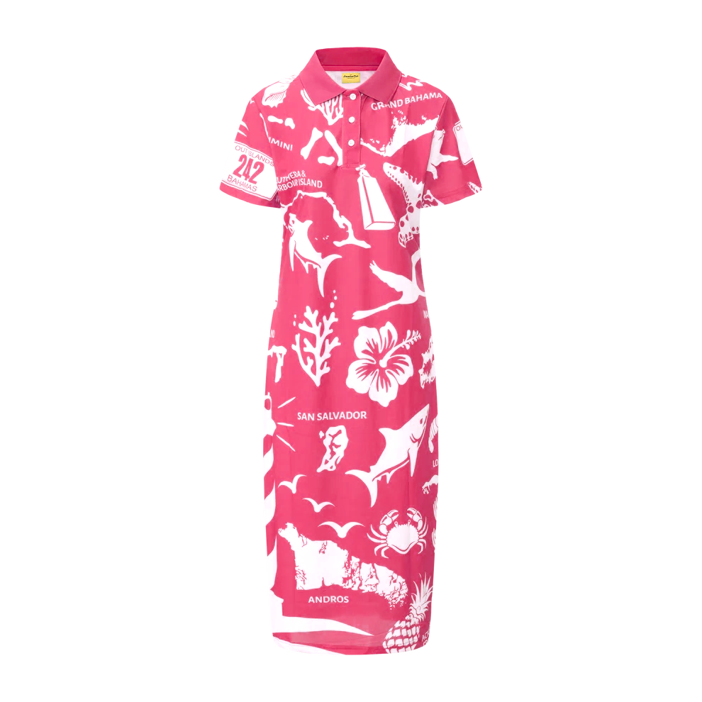 The Paradise Club Polo Dress (Breast Cancer Awareness) - Pink & White