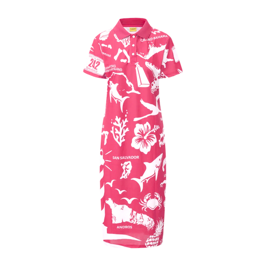 The Paradise Club Polo Dress (Breast Cancer Awareness) - Pink & White