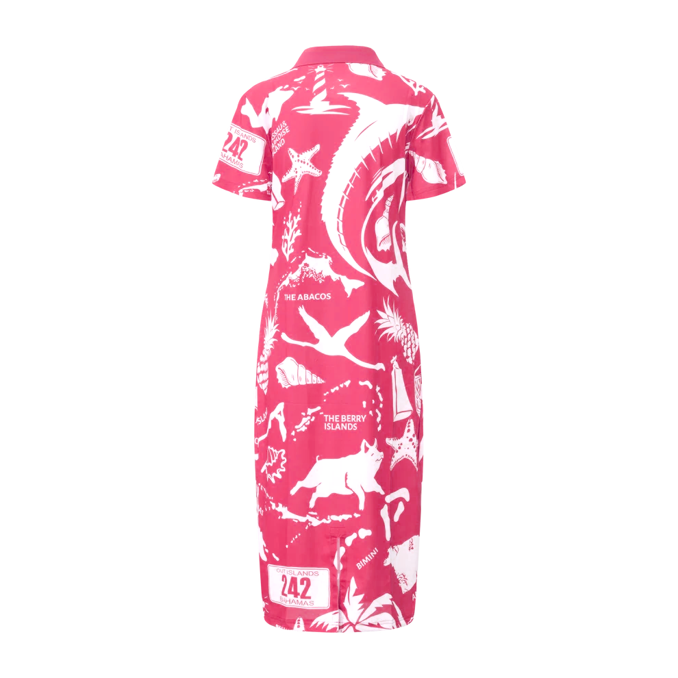The Paradise Club Polo Dress (Breast Cancer Awareness) - Pink & White