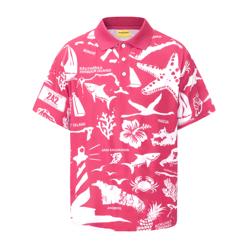 The Paradise Club Unisex Polo (Breast Cancer Awareness) - Pink & White