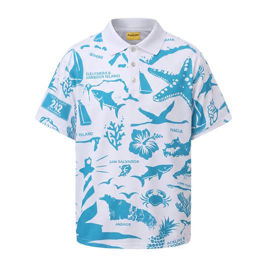 The Paradise Club Unisex Polo - White / Aquamarine