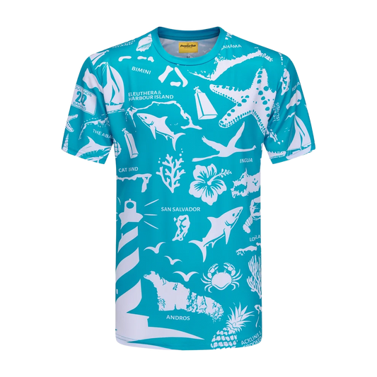 The Paradise Club Crewneck Tee - Aqua/White