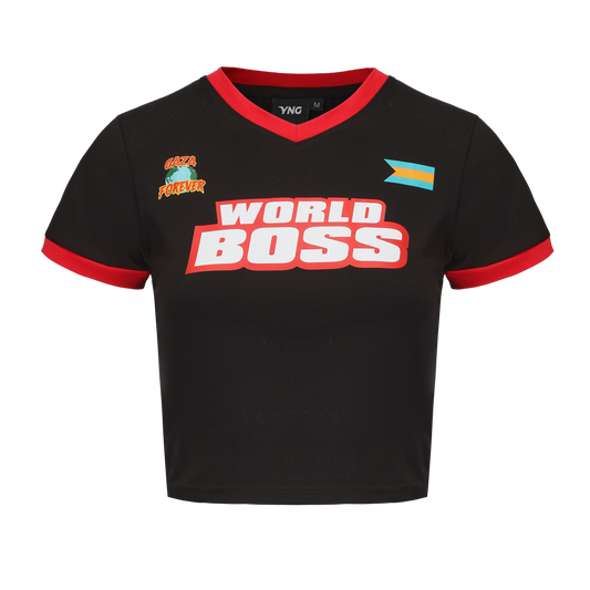 The Limited Edition World Boss Crop Top Tee - Black