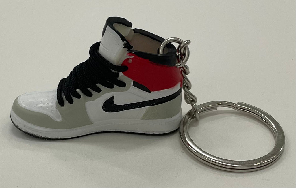 AJ1 High Mini Sneaker Keychain - White/Gray/Red