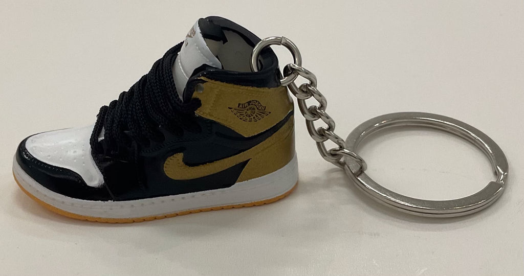 AJ1 High Mini Sneaker Keychain - White/Gold/Black
