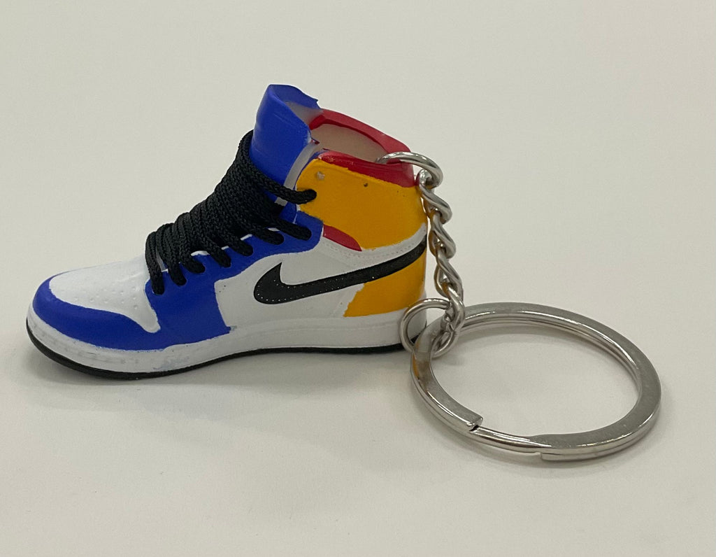 AJ1 High Mini Sneaker Keychain - White/Blue/Yellow/Red