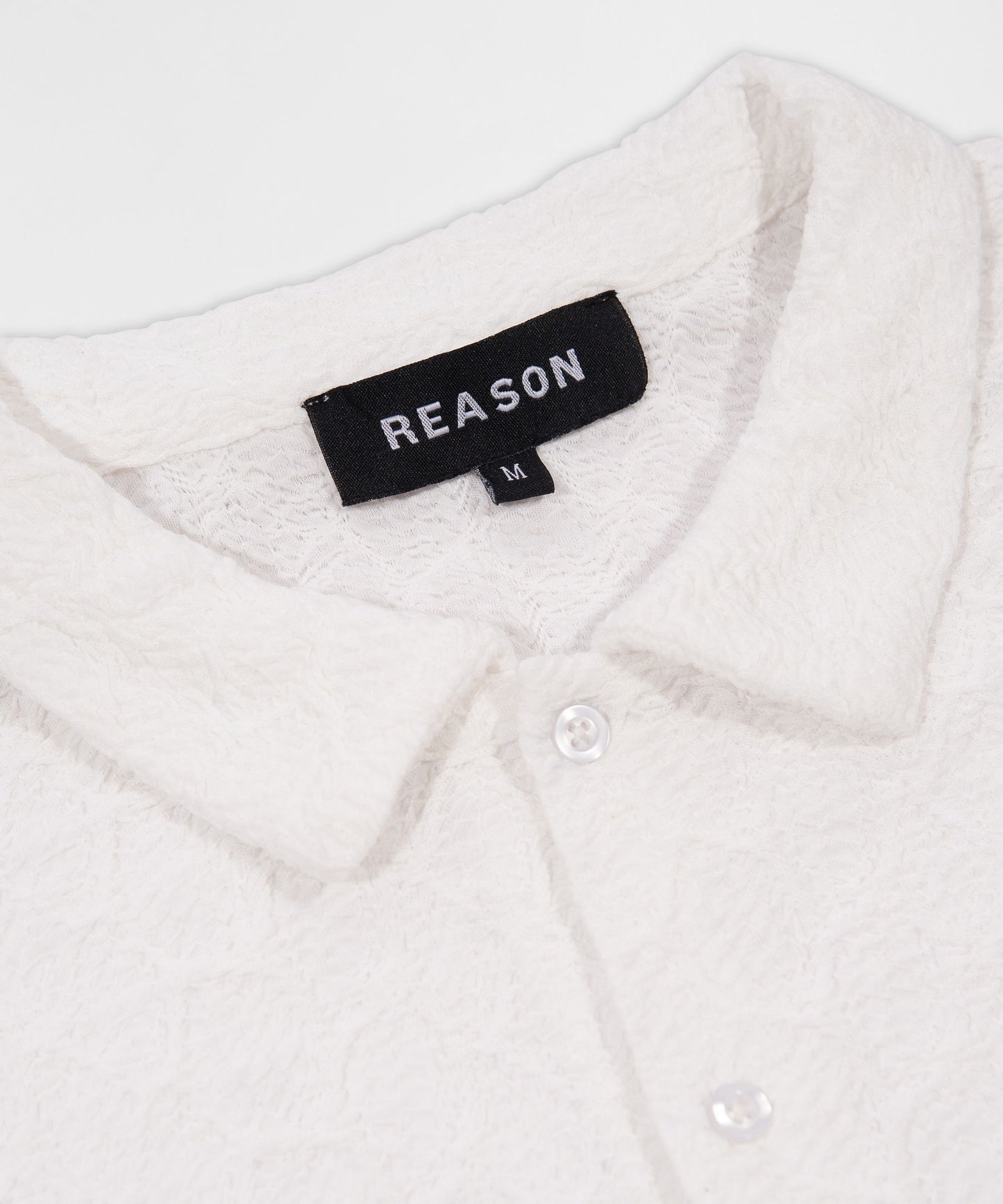 Reason Jacquard Textured Knit Button Down Shirt - White