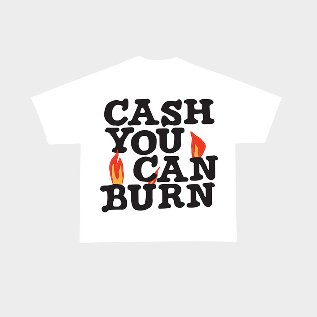 Red Letters Cash You Can Burn Tee - White