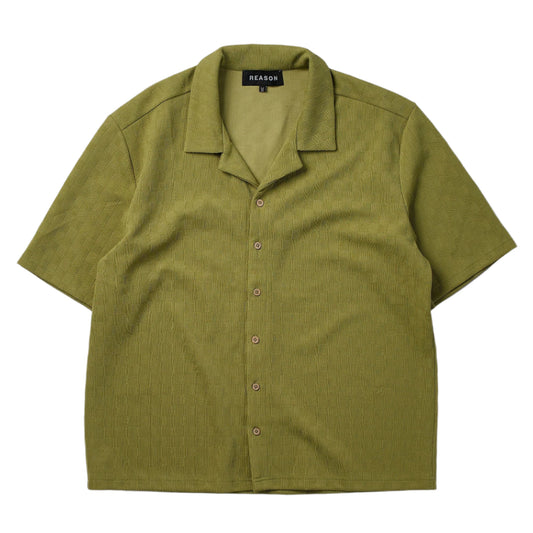 Reason Jacquard Textured Knit Button Down Shirt - Olive