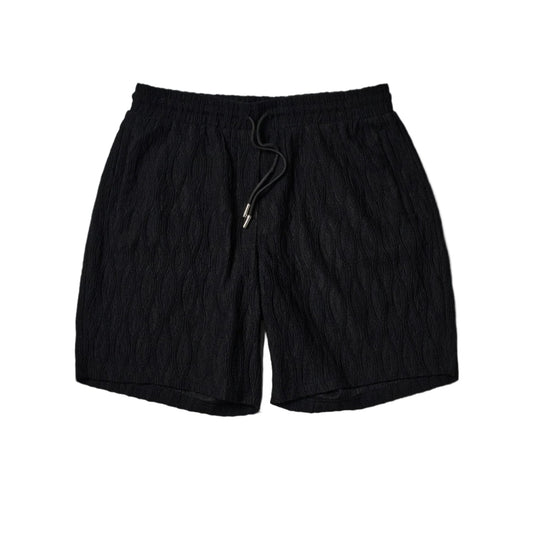 Reason Jacquard Textured Knit Shorts - Black