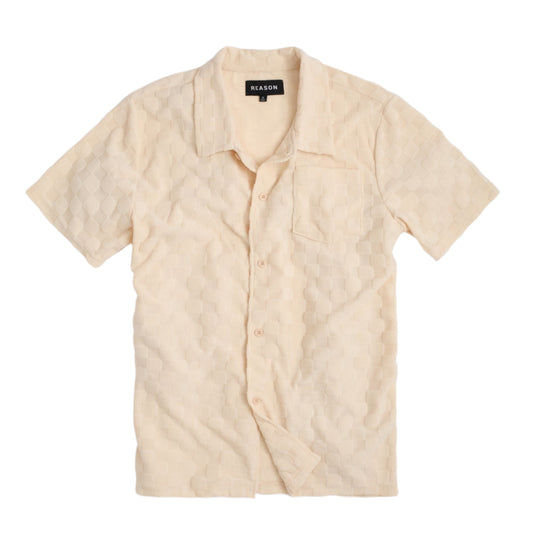 Reason Checkerboard Button Down Shirt - Cream