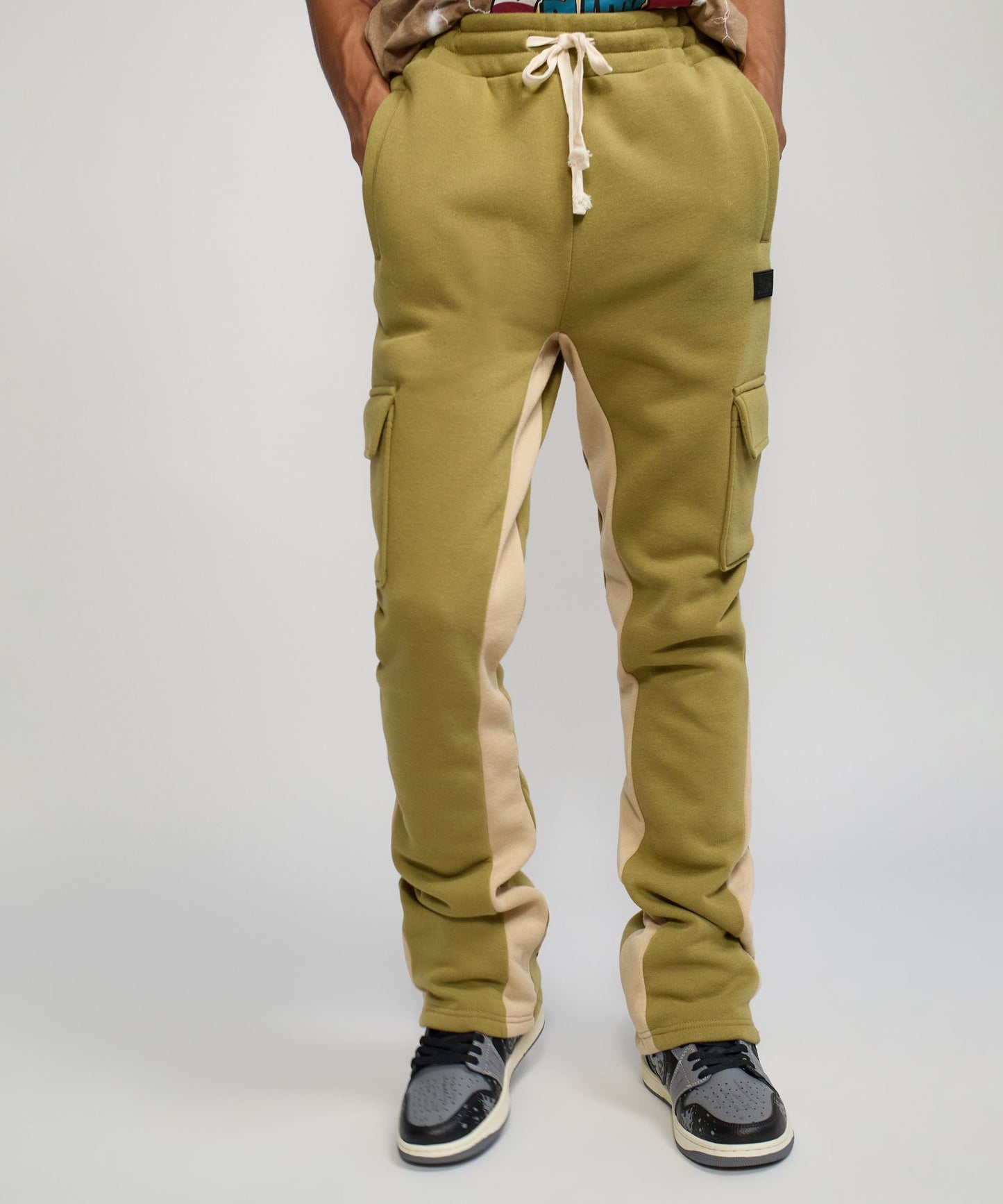 Reason Stacked Fleece Sweatpants - Military Green